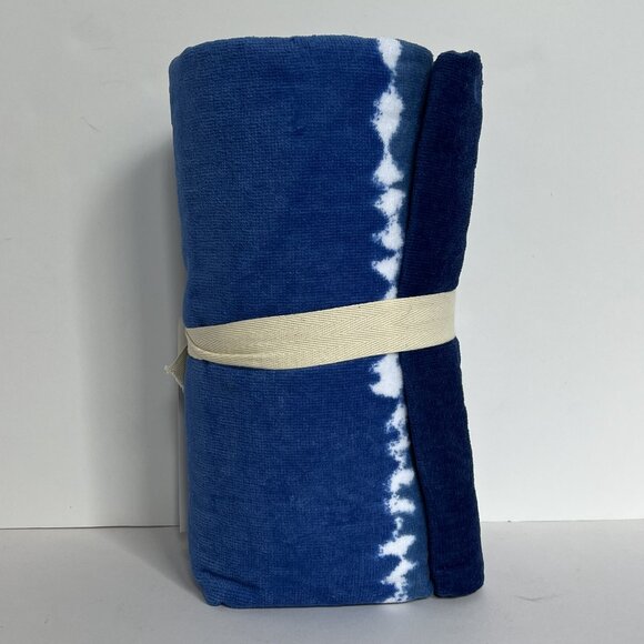 POTTERY BARN TEEN Set of 2 Tie Dye Stripe Beach Towels BLUE/NAVY NEW NWT PB TEEN - Picture 7 of 13